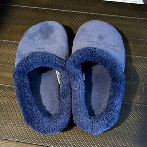 Dearfoams Blue Plush Men's Slip-Ons
